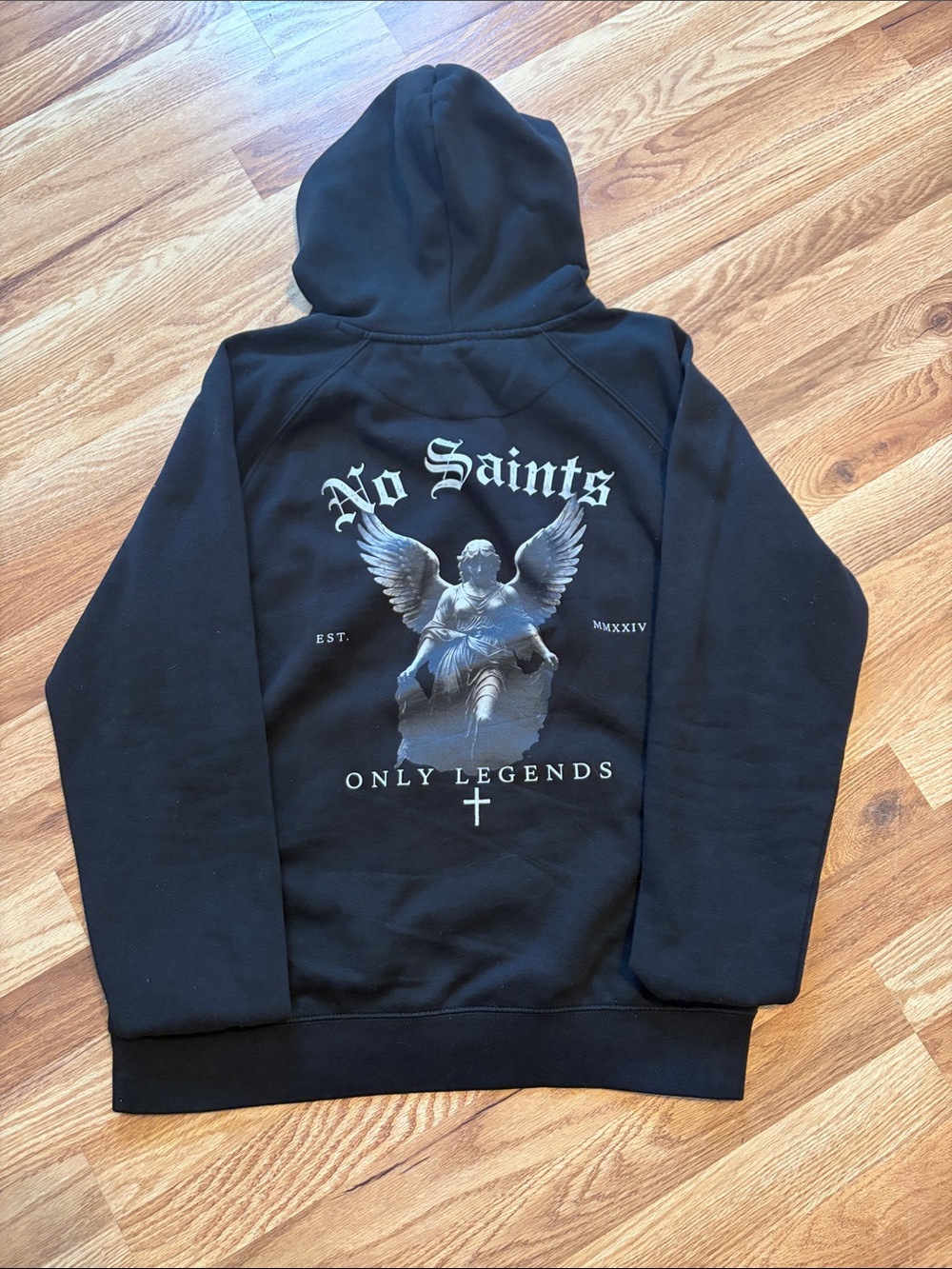 No Saints Black Graphic Hoodie - Only Legends